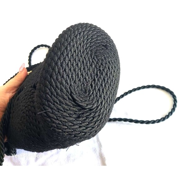 Versatile Hippie Hobo Cylindrical Black Bag Woven Cotton Boho Bucket Sack India - Picture 6 of 7